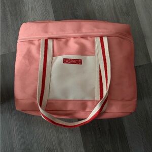 L*Space Coral and Cream Cooler Tote Bag